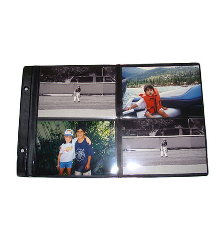 101-R - 4x6 Black Foldout (8 Pictures Per Page). Package consists of 12 sheets with extension post.
